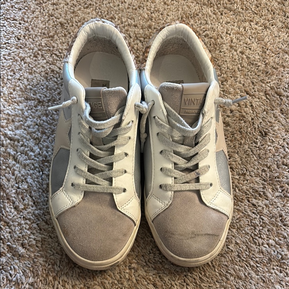 Vintage Havana White and Beige Sneakers